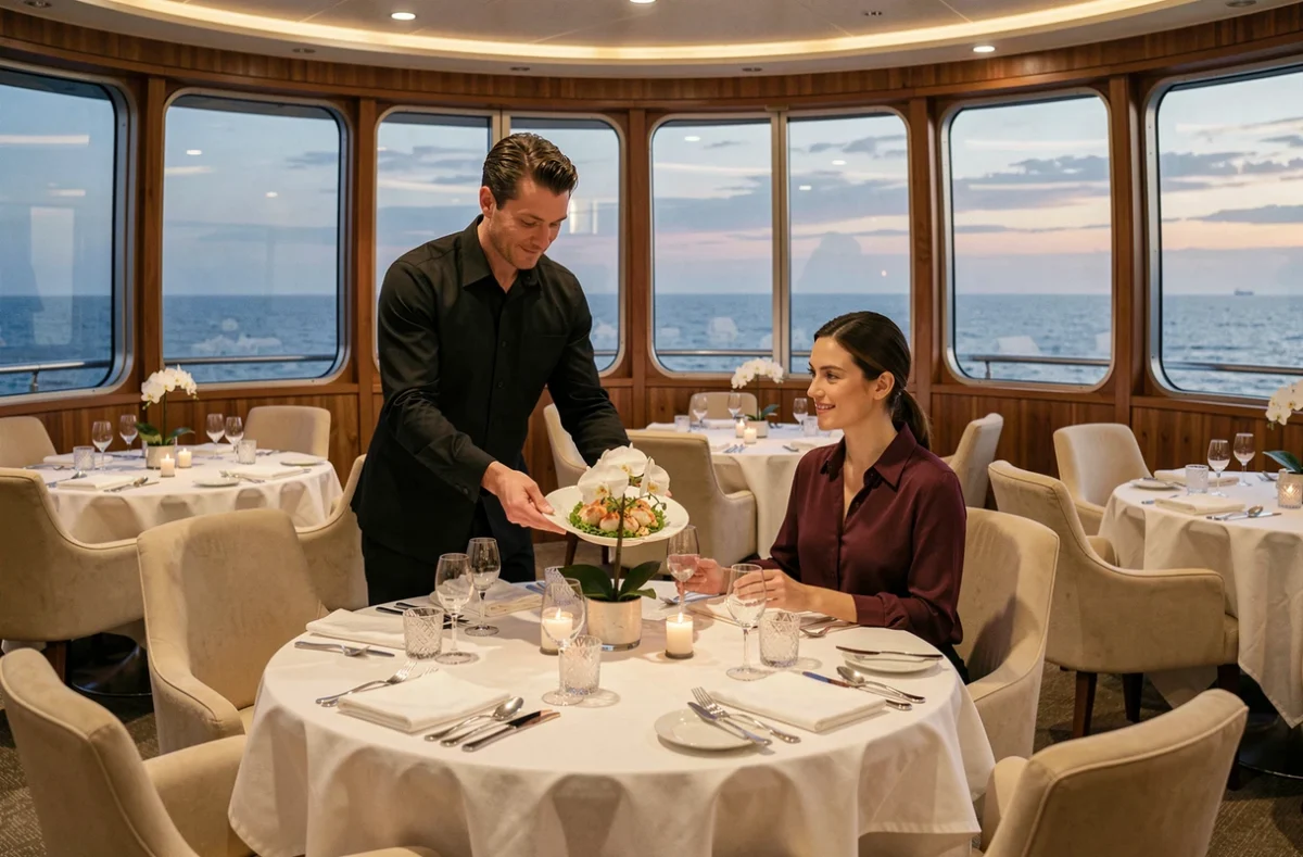 Service gastronomique dans le restaurant élégant du Costa Deliziosa pendant une croisière de luxe